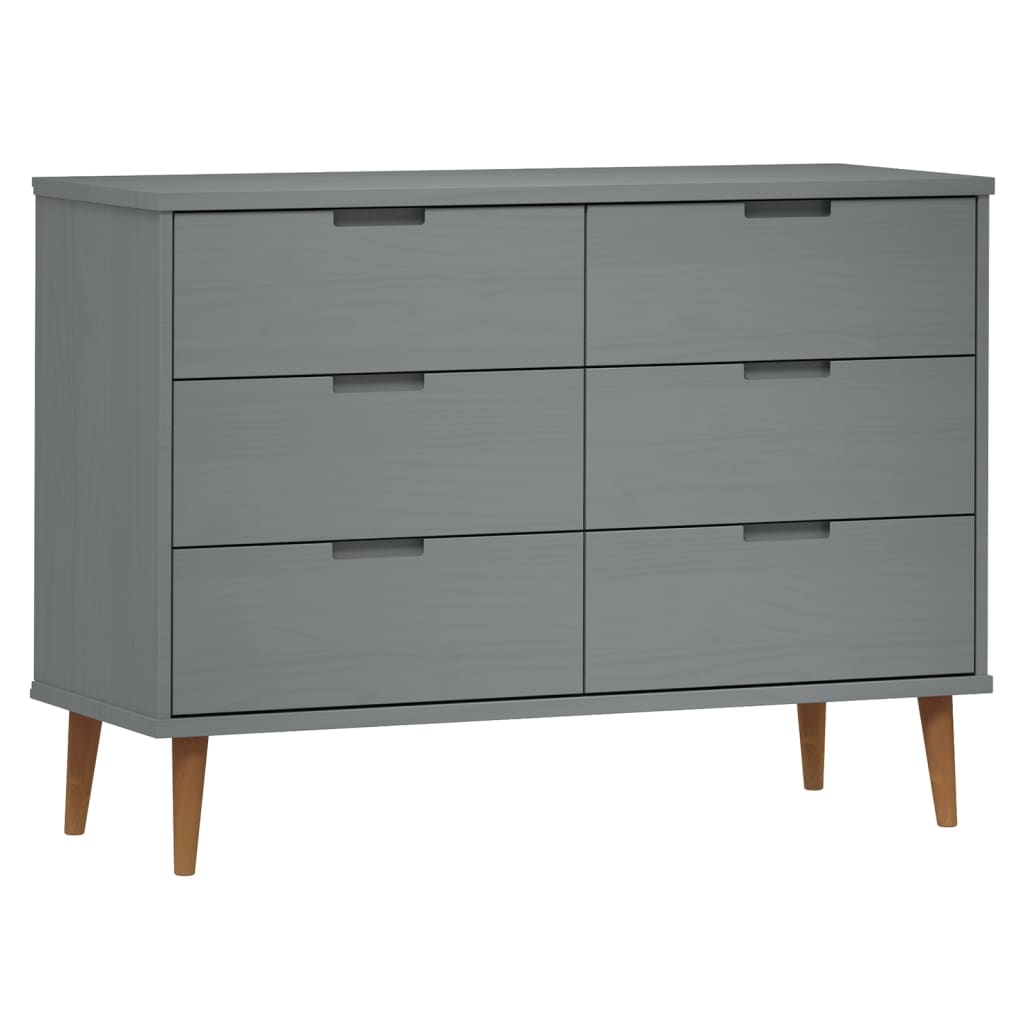 Cassettiera MOLDE Grigia 113x40x80 cm in Legno Massello di Pino - homemem39