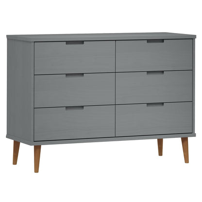 Cassettiera MOLDE Grigia 113x40x80 cm in Legno Massello di Pino - homemem39