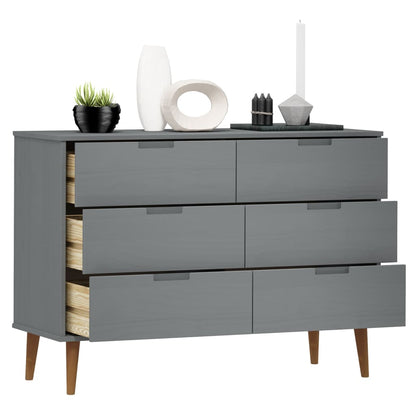 Cassettiera MOLDE Grigia 113x40x80 cm in Legno Massello di Pino - homemem39