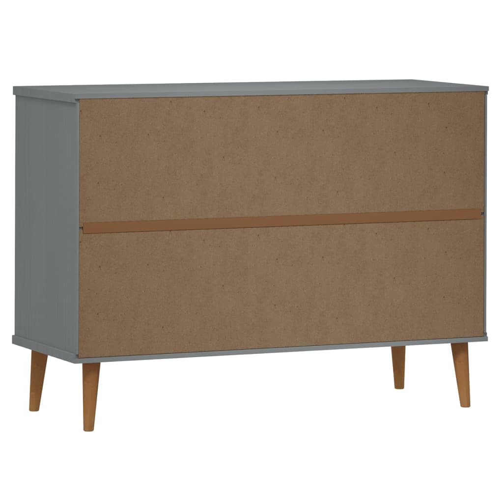 Cassettiera MOLDE Grigia 113x40x80 cm in Legno Massello di Pino - homemem39