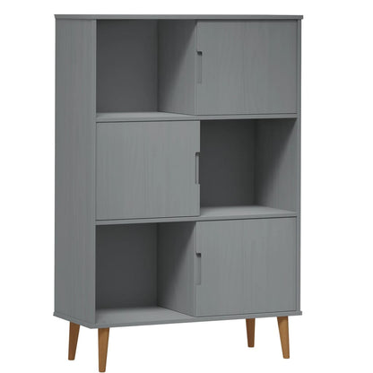 Libreria MOLDE Grigia 90x35x133,5 cm in Legno Massello di Pino