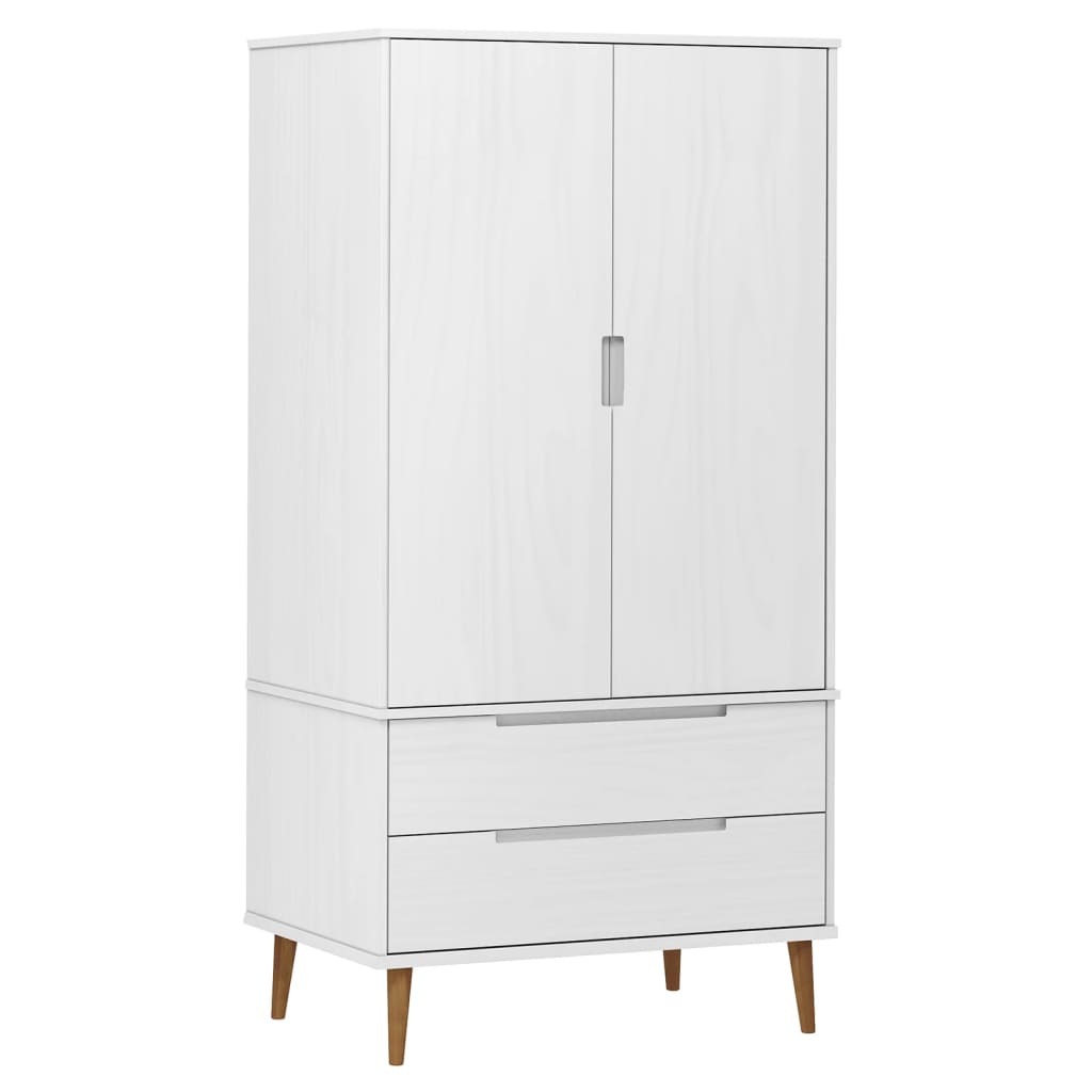 Armadio MOLDE Bianco 90x55x175 cm in Legno Massello di Pino - homemem39