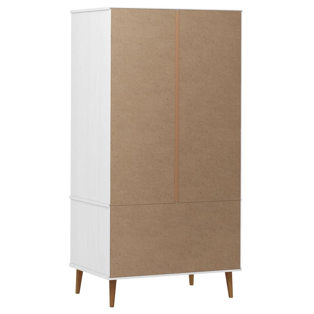 Armadio MOLDE Bianco 90x55x175 cm in Legno Massello di Pino - homemem39