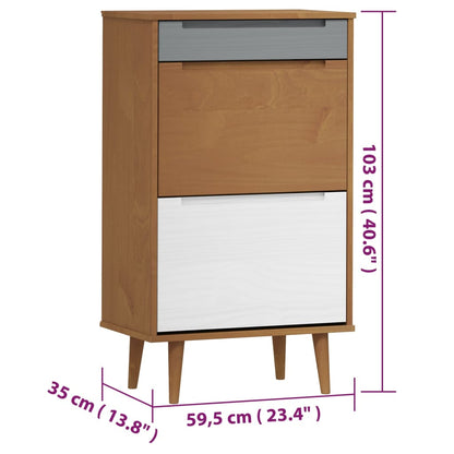 Scarpiera MOLDE Marrone 59,5x35x103cm in Legno Massello di Pino - homemem39