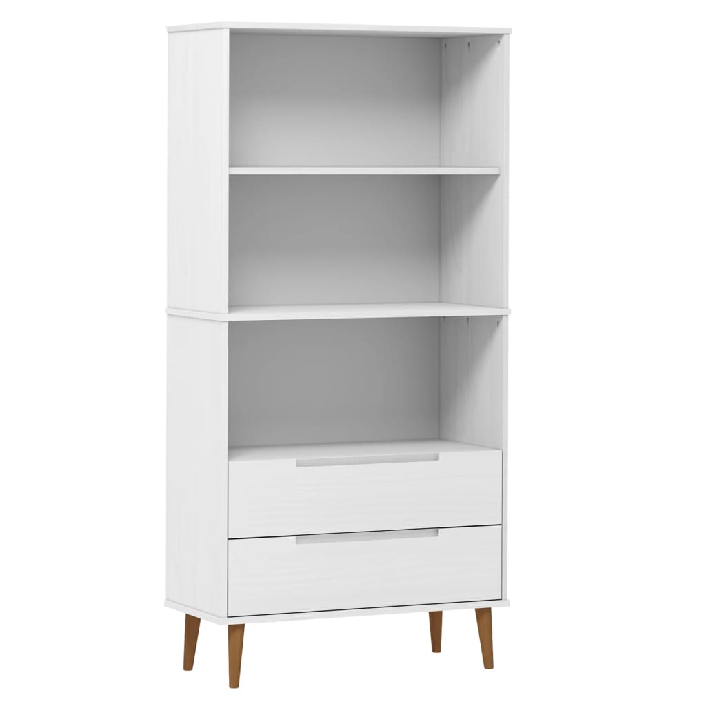 Libreria MOLDE Bianca 85x35x170,5 cm in Legno Massello di Pino | homemem39