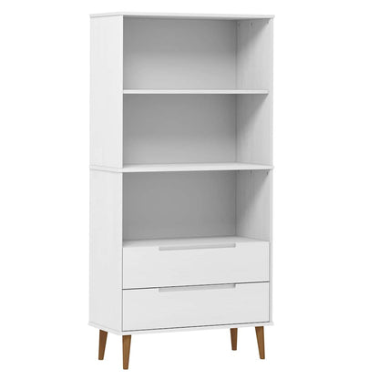 Libreria MOLDE Bianca 85x35x170,5 cm in Legno Massello di Pino