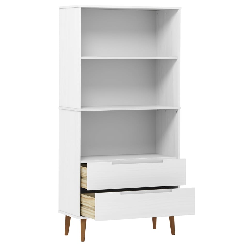 Libreria MOLDE Bianca 85x35x170,5 cm in Legno Massello di Pino | homemem39