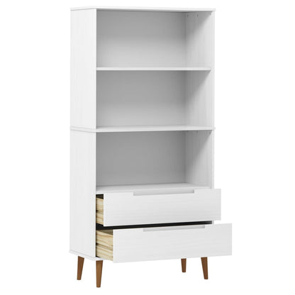 Libreria MOLDE Bianca 85x35x170,5 cm in Legno Massello di Pino | homemem39