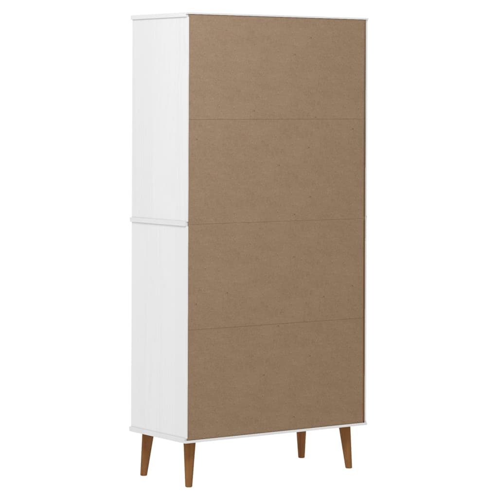 Libreria MOLDE Bianca 85x35x170,5 cm in Legno Massello di Pino | homemem39