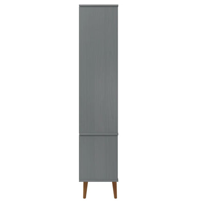 Vetrina MOLDE Grigia 90x35x175 cm in Legno Massello di Pino | homemem39