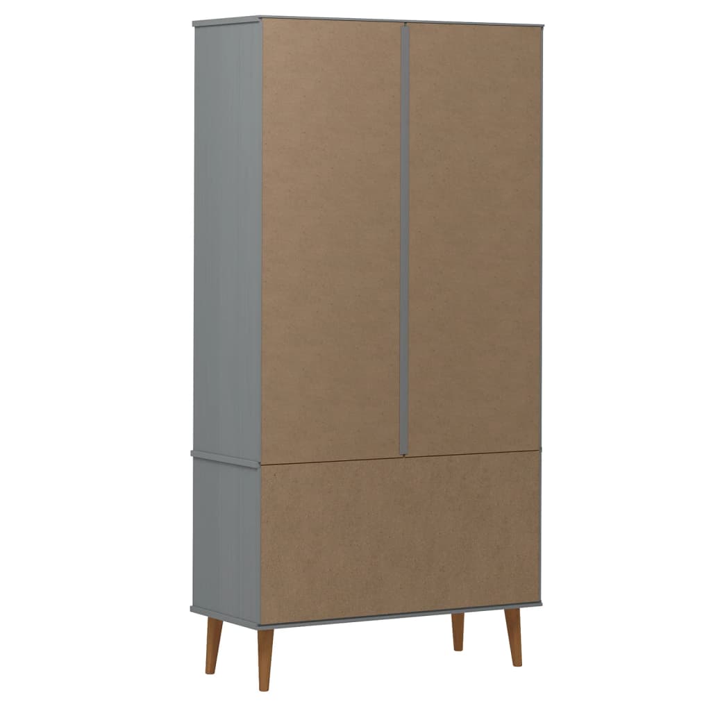 Vetrina MOLDE Grigia 90x35x175 cm in Legno Massello di Pino | homemem39