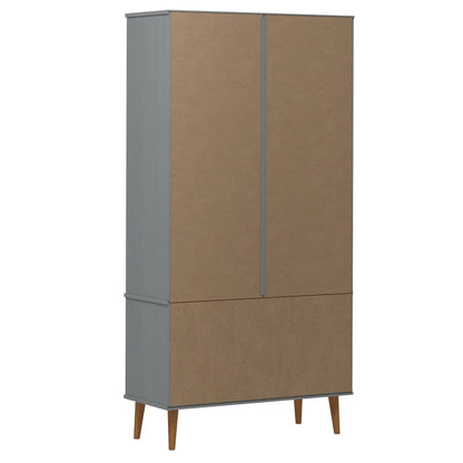 Vetrina MOLDE Grigia 90x35x175 cm in Legno Massello di Pino | homemem39