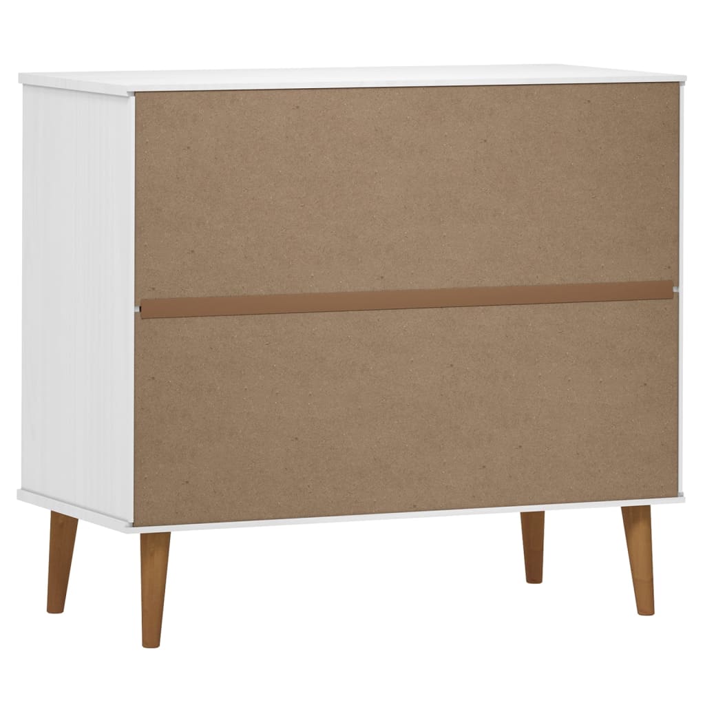 Credenza MOLDE Bianca 90x40x80 cm in Legno Massello di Pino - homemem39