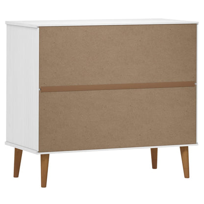 Credenza MOLDE Bianca 90x40x80 cm in Legno Massello di Pino - homemem39