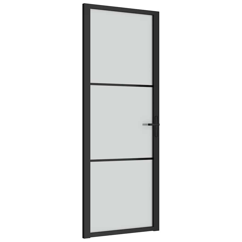 Porta Interna 76x201,5 cm Nero Opaco Vetro e Alluminio - homemem39