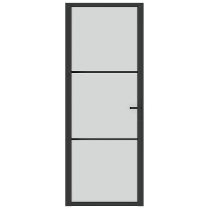 Porta Interna 76x201,5 cm Nero Opaco Vetro e Alluminio - homemem39