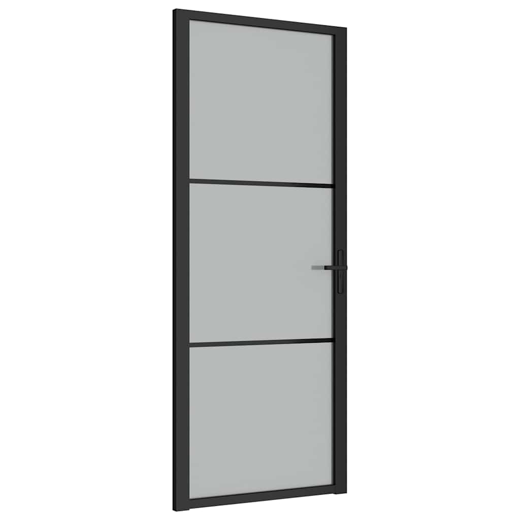 Porta Interna 83x201,5 cm Nero Opaco Vetro e Alluminio | homemem39