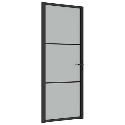 Porta Interna 83x201,5 cm Nero Opaco Vetro e Alluminio | homemem39