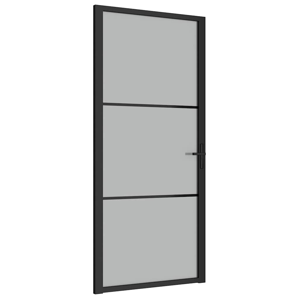 Porta Interna 93x201,5 cm Nero Opaco Vetro e Alluminio | homemem39