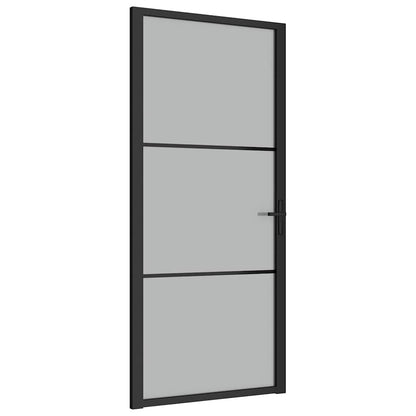 Porta Interna 93x201,5 cm Nero Opaco Vetro e Alluminio | homemem39