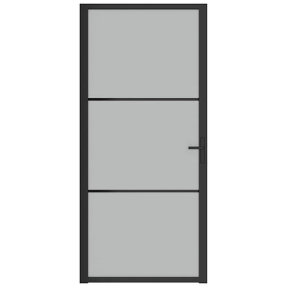 Porta Interna 93x201,5 cm Nero Opaco Vetro e Alluminio | homemem39