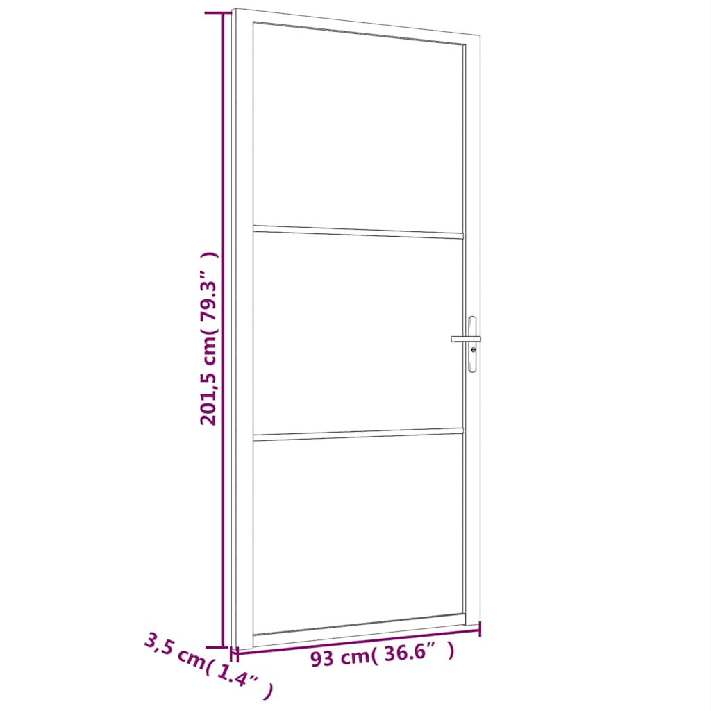 Porta Interna 93x201,5 cm Nero Opaco Vetro e Alluminio | homemem39