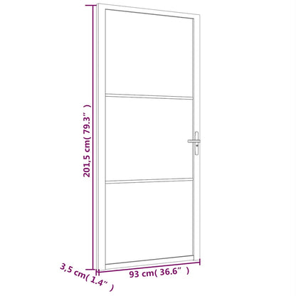 Porta Interna 93x201,5 cm Nero Opaco Vetro e Alluminio | homemem39