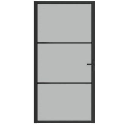 Porta Interna 102,5x201,5 cm Nero Opaco in Vetro e Alluminio | homemem39