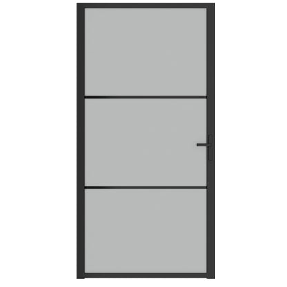 Porta Interna 102,5x201,5 cm Nero Opaco in Vetro e Alluminio - homemem39