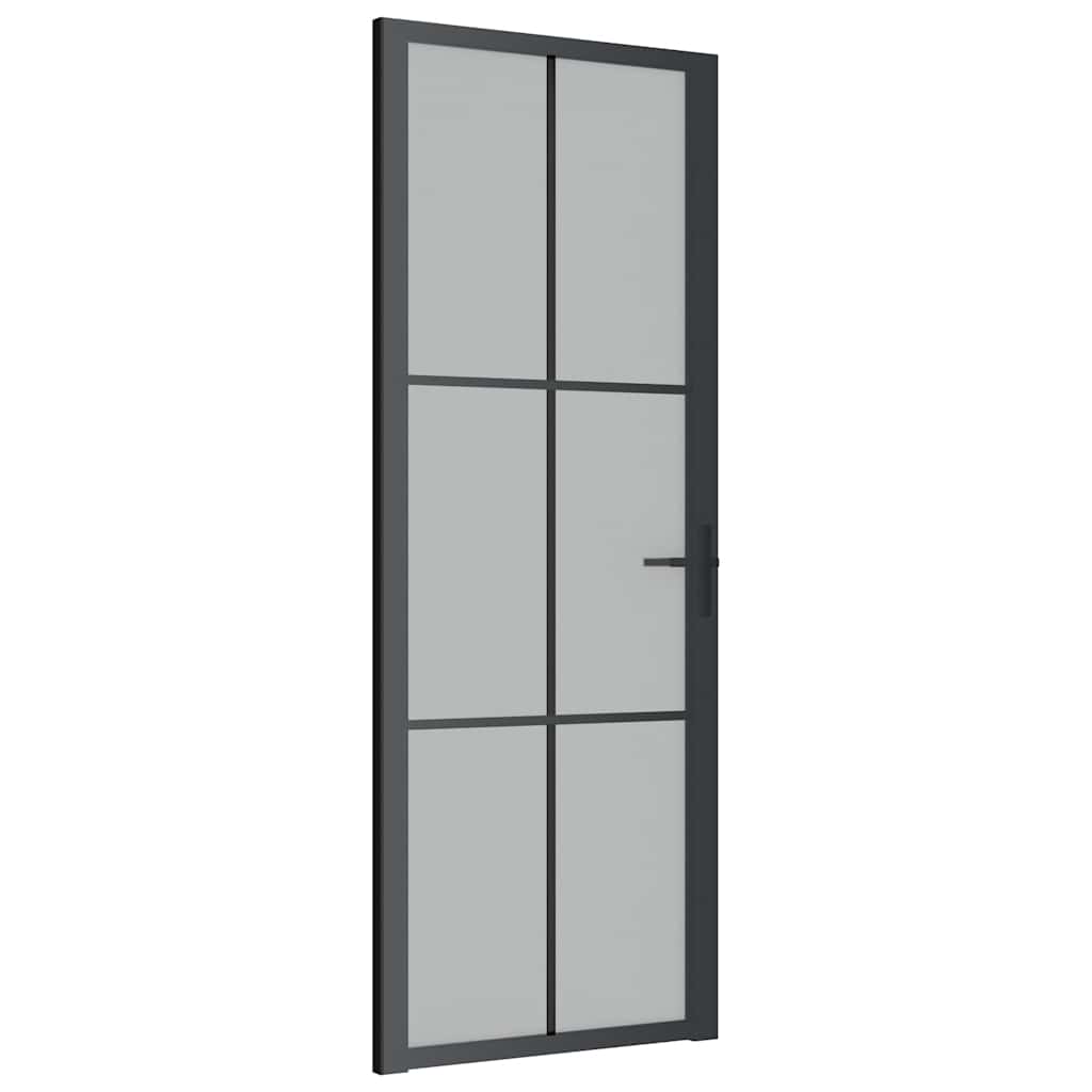 Porta Interna 76x201,5 cm Nero Opaco Vetro e Alluminio | homemem39