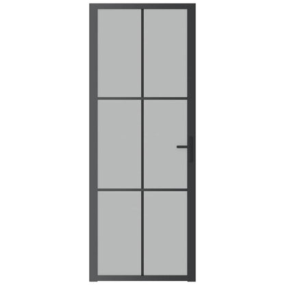 Porta Interna 76x201,5 cm Nero Opaco Vetro e Alluminio - homemem39