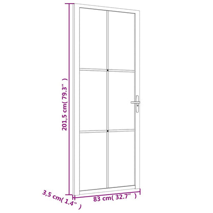 Porta Interna 83x201,5 cm Nero Opaco Vetro e Alluminio - homemem39