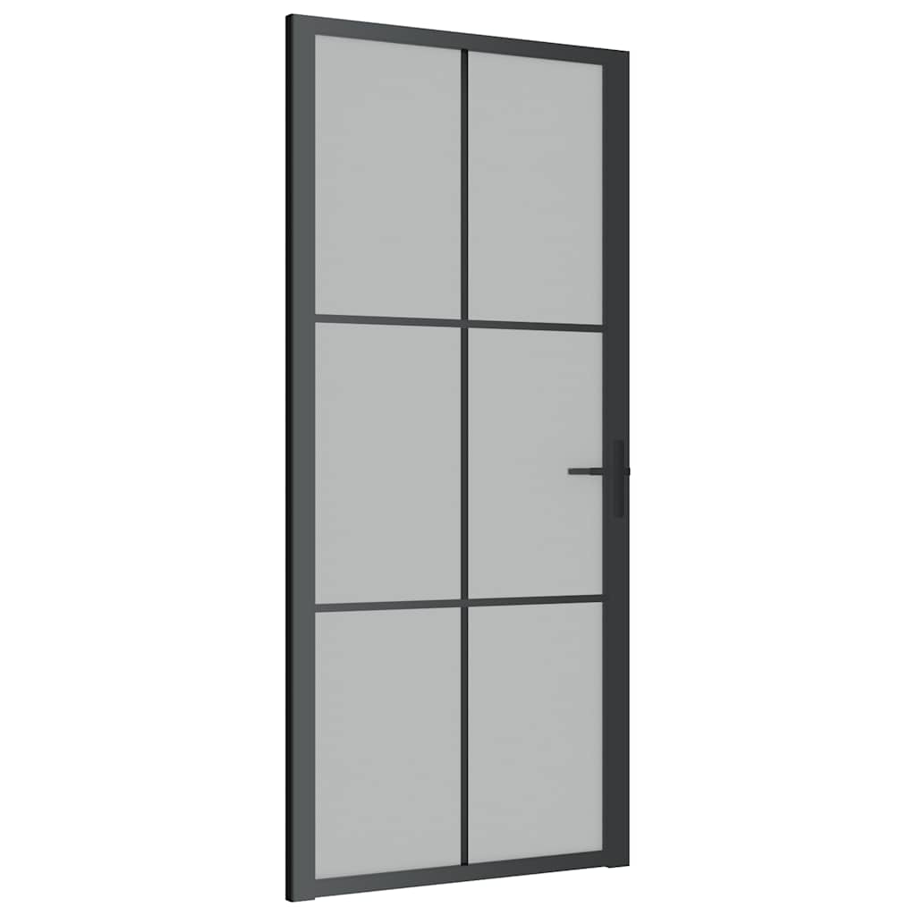 Porta Interna 93x201,5 cm Nero Opaco Vetro e Alluminio | homemem39