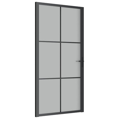 Porta Interna 102,5x201,5 cm Nero Opaco in Vetro e Alluminio | homemem39
