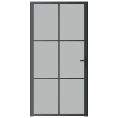 Porta Interna 102,5x201,5 cm Nero Opaco in Vetro e Alluminio | homemem39
