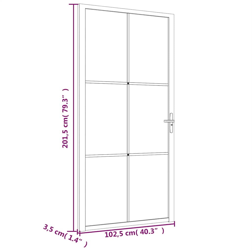 Porta Interna 102,5x201,5 cm Nero Opaco in Vetro e Alluminio | homemem39