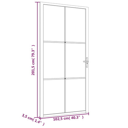 Porta Interna 102,5x201,5 cm Nero Opaco in Vetro e Alluminio - homemem39