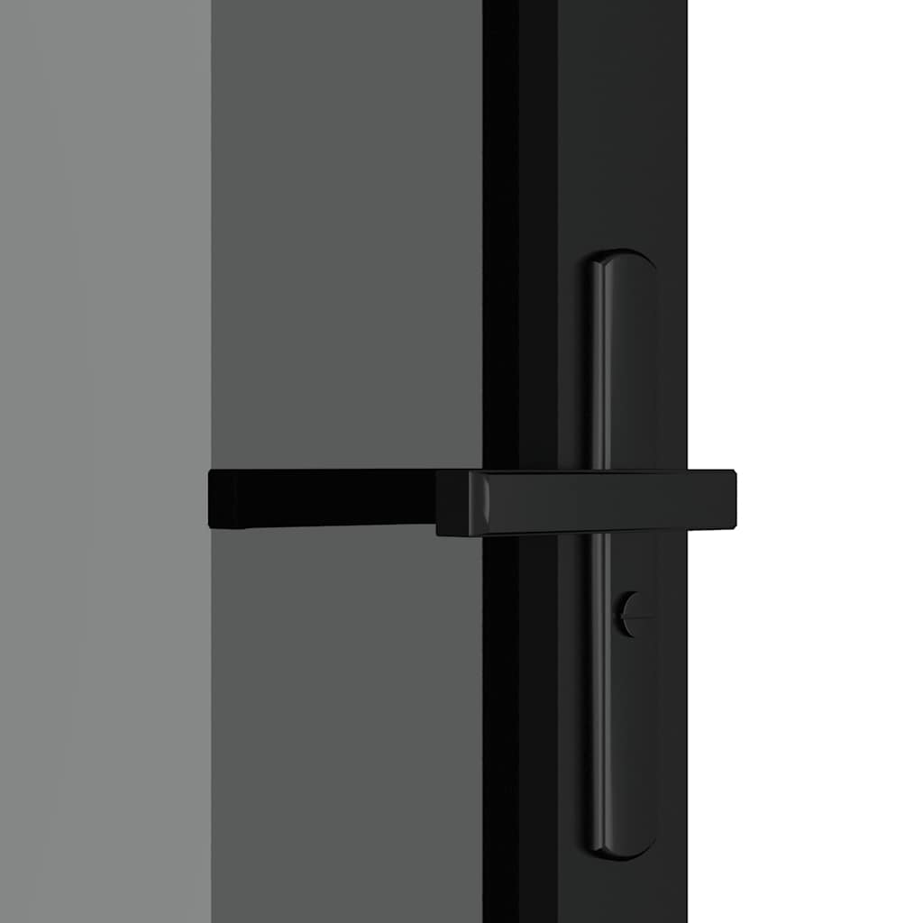Porta Interna 83x201,5 cm Nero Opaco Vetro ESG e Alluminio | homemem39