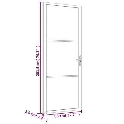 Porta Interna 83x201,5 cm Nero Opaco Vetro ESG e Alluminio | homemem39