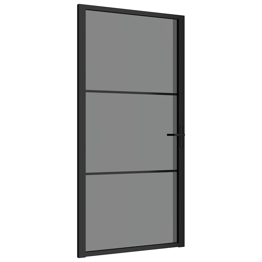 Porta Interna 102,5x201,5 cm Nera in Vetro ESG e Alluminio | homemem39