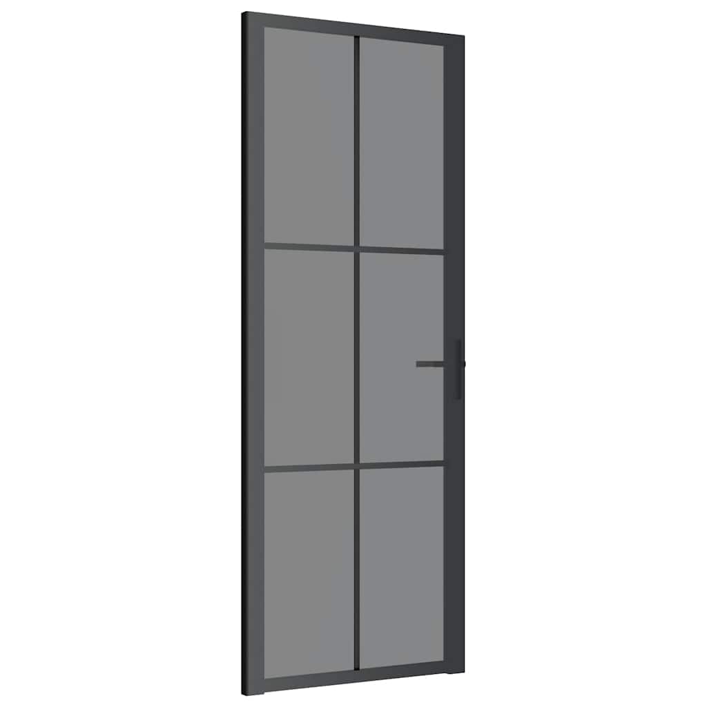 Porta Interna 76x201,5 cm Nera in Vetro ESG e Alluminio | homemem39