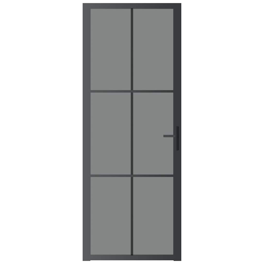 Porta Interna 76x201,5 cm Nera in Vetro ESG e Alluminio | homemem39