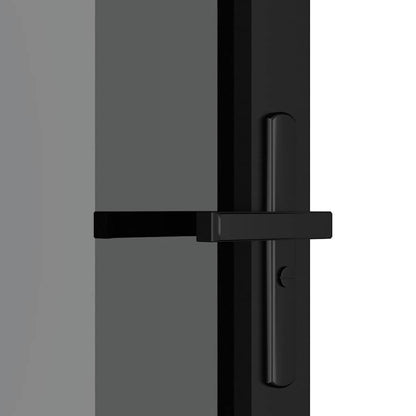 Porta Interna 76x201,5 cm Nera in Vetro ESG e Alluminio | homemem39