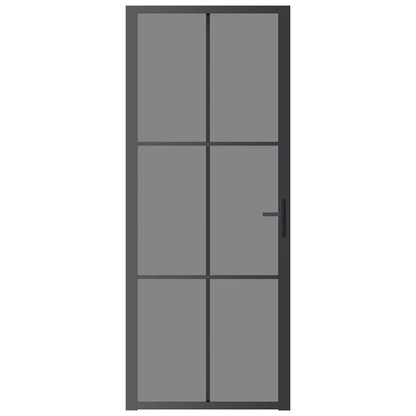 Porta Interna 83x201,5 cm Nera in Vetro ESG e Alluminio