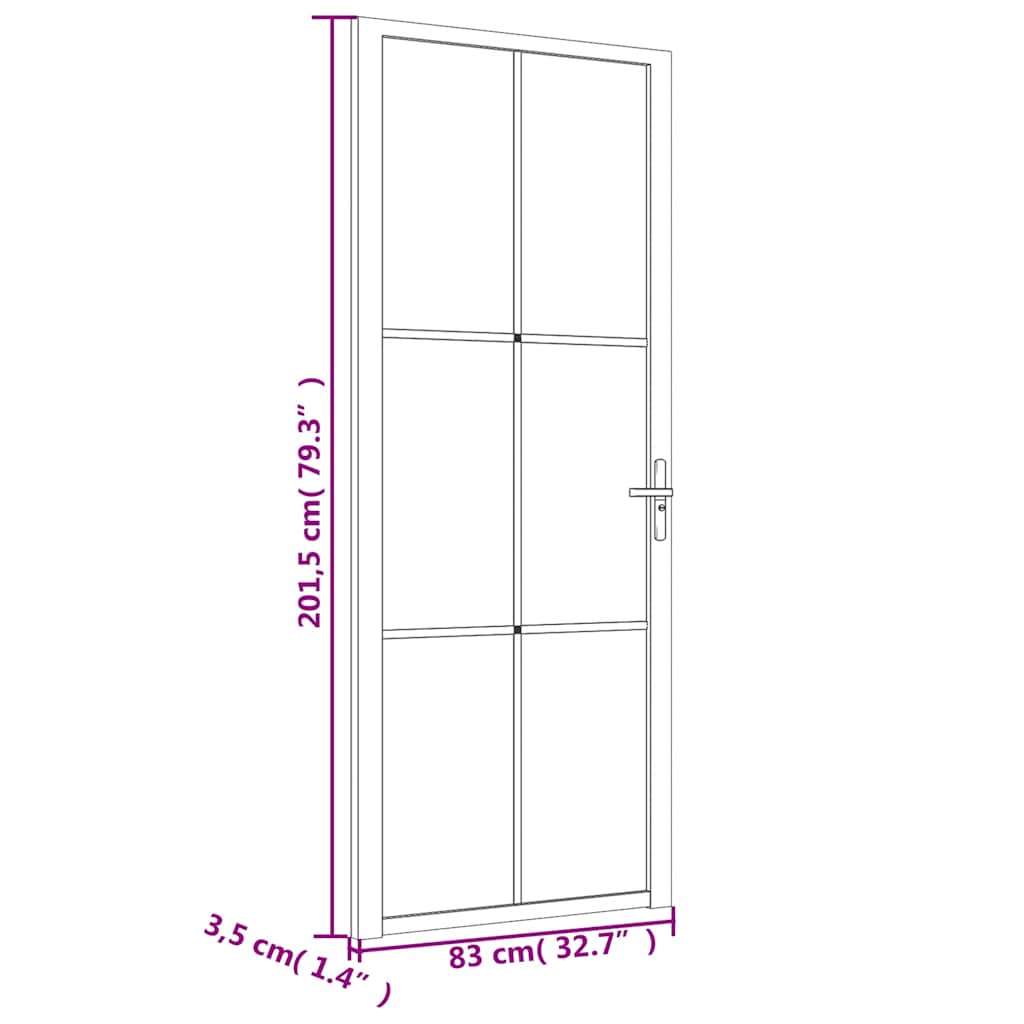 Porta Interna 83x201,5 cm Nera in Vetro ESG e Alluminio | homemem39