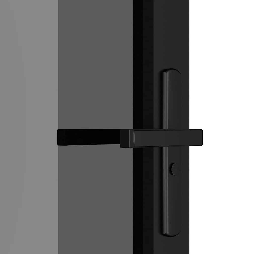Porta Interna 93x201,5 cm Nera in Vetro ESG e Alluminio | homemem39
