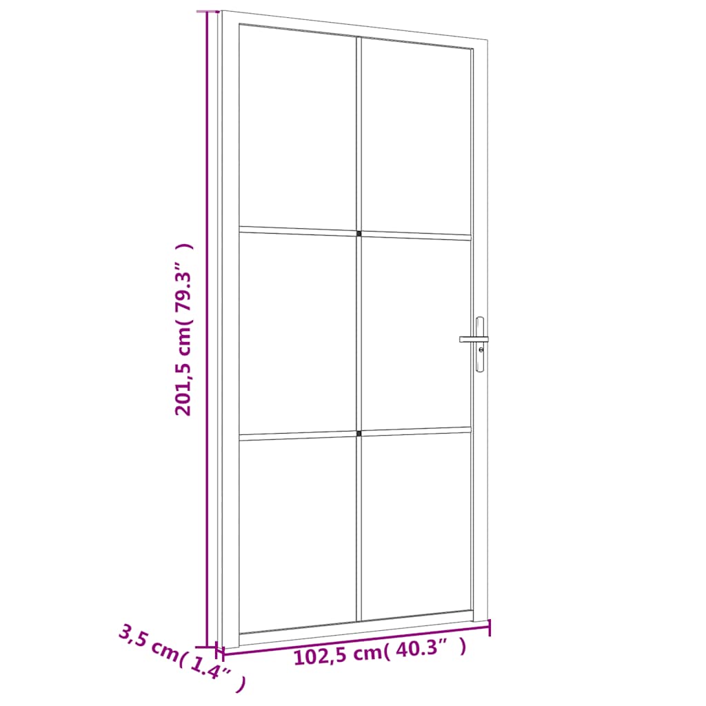 Porta Interna 102,5x201,5 cm Nera in Vetro ESG e Alluminio | homemem39