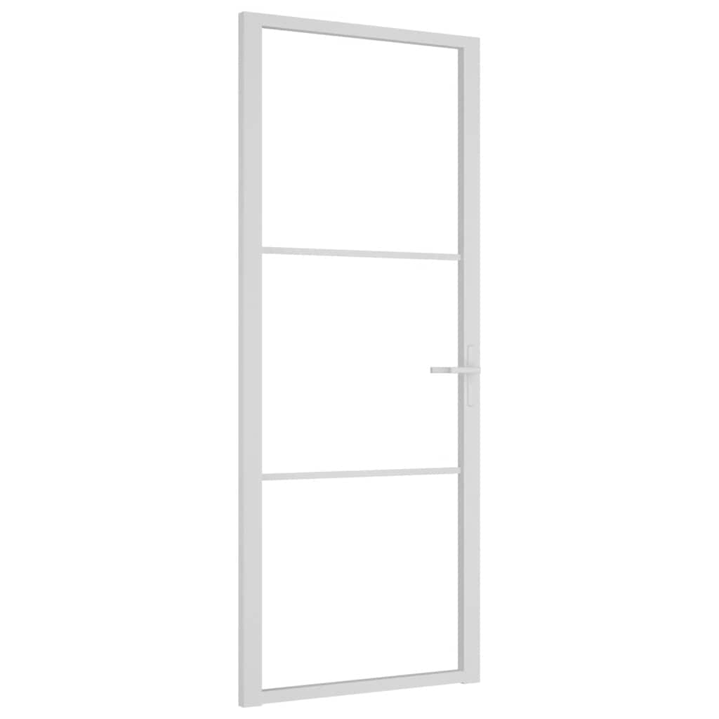 Porta Interna 83x201,5 cm Bianca in Vetro ESG e Alluminio | homemem39