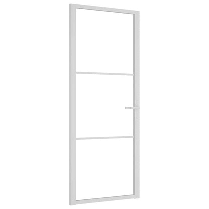 Porta Interna 83x201,5 cm Bianca in Vetro ESG e Alluminio | homemem39
