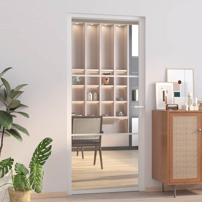 Porta Interna 93x201,5 cm Bianca in Vetro ESG e Alluminio | homemem39